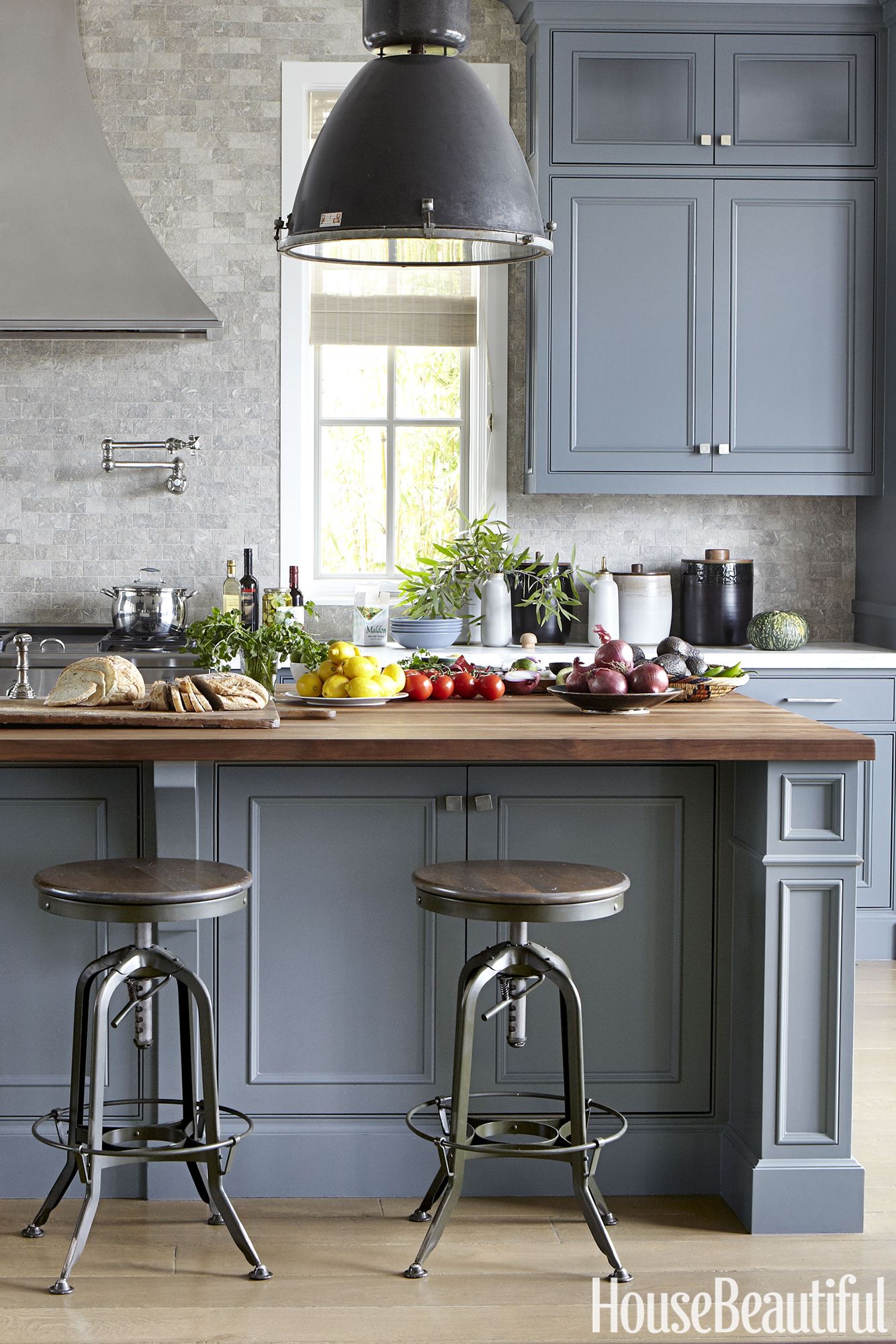 light blue grey kitchen