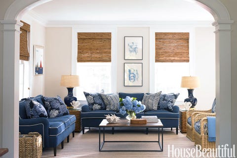 Blue And White Family Room House Beautiful Pinterest Favorite Pins Blue And White Family Room