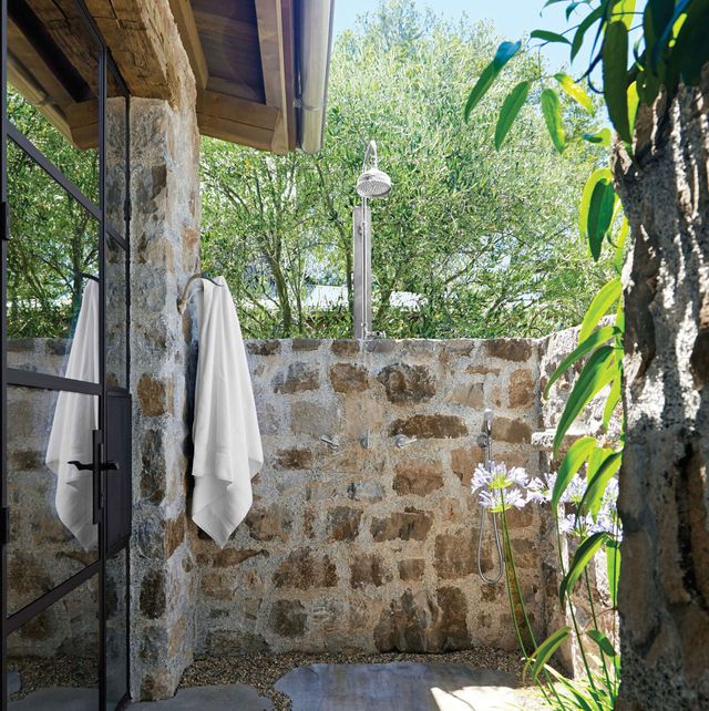 stone outdoor shower