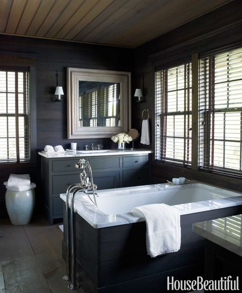 dark stained pine bathroom