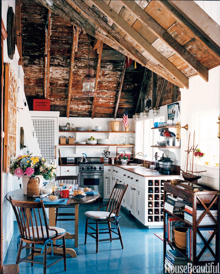 Yacht-Inspired Kitchen kitchen with exposed ceiling
