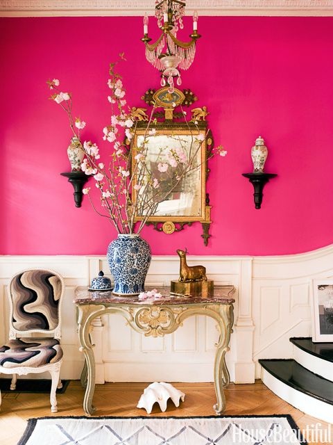 foyer with hot pink