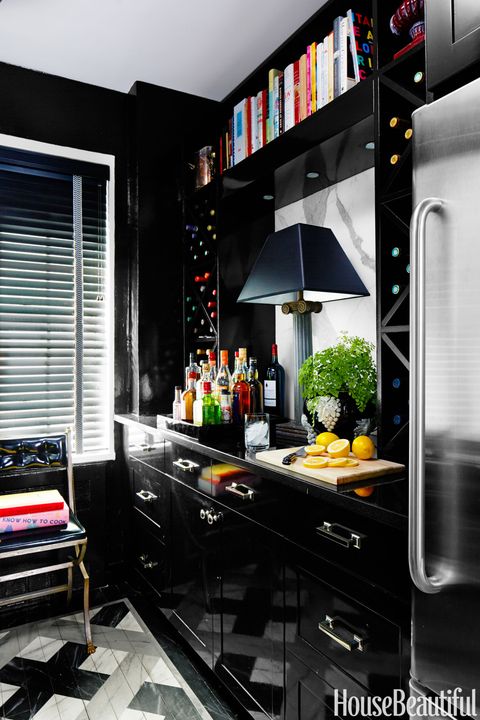 black lacquered cabinets