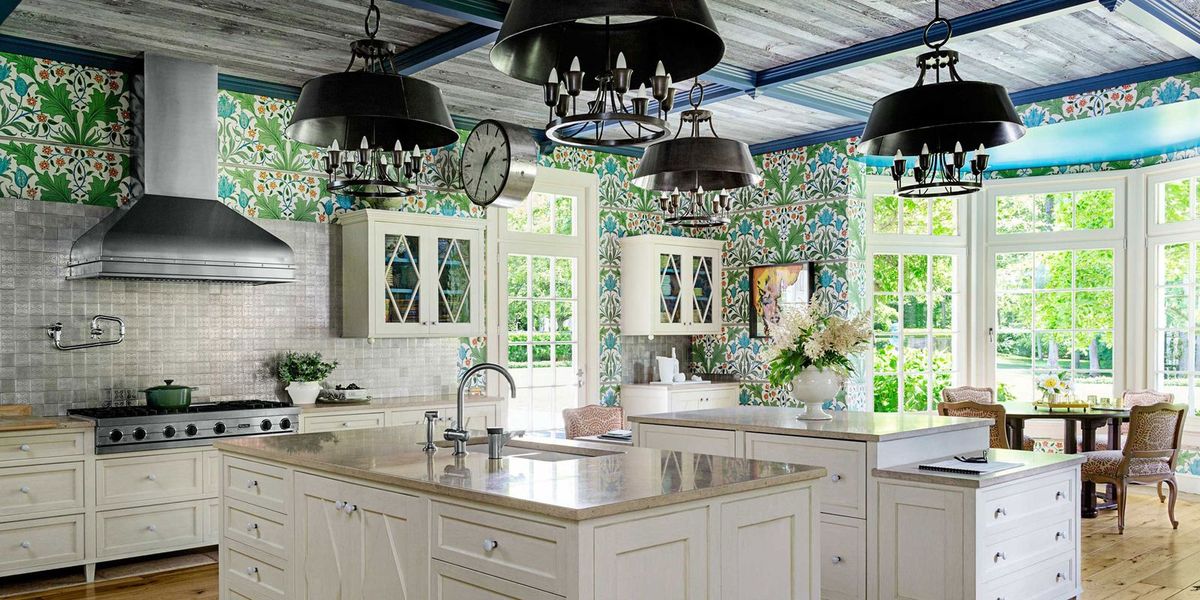 William Morris Wallpaper Kitchen - Stephen Sills Kitchen Design