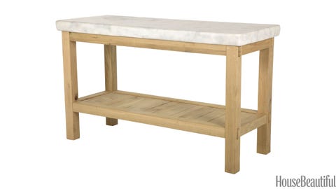 white oak and marble kitchen island