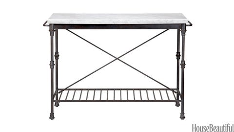 cast steel and marble kitchen island