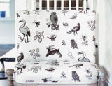 printed fabric on chair in entryway