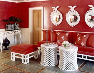 red and white foyer