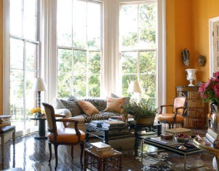 bright orange sitting room