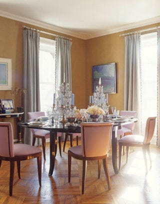 tan and lavender dining room