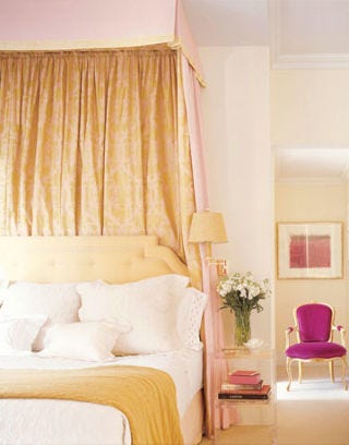 yellow and pink master bedroom