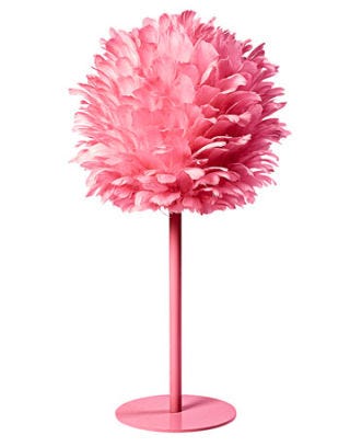 a pink feather lamp