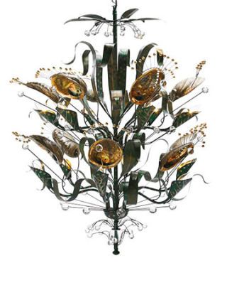 floral abalone chandelier