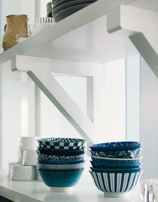 shelves with bowls