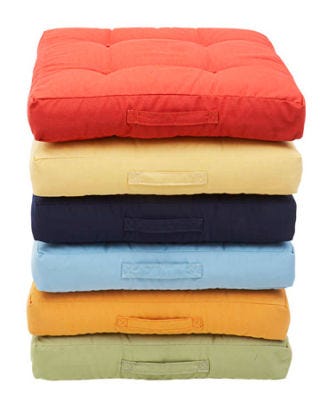multiple colors of stack square outdoor pillows