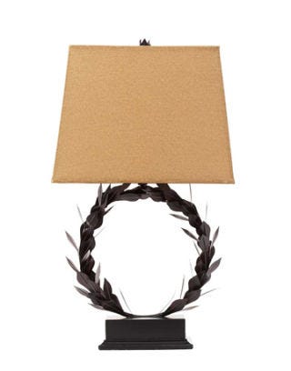 metal lamp in laurel wreath shape