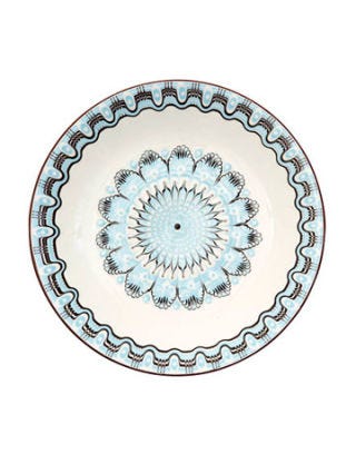blue, black and white patterned bowl