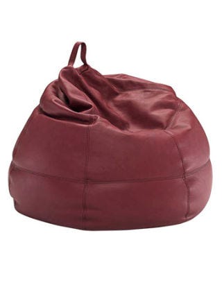 dark red leather beanbag chair
