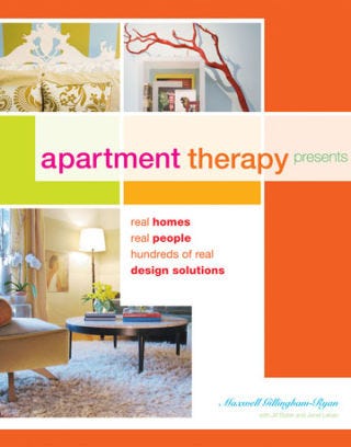 The Book cover of apartment therapy book with title author and images