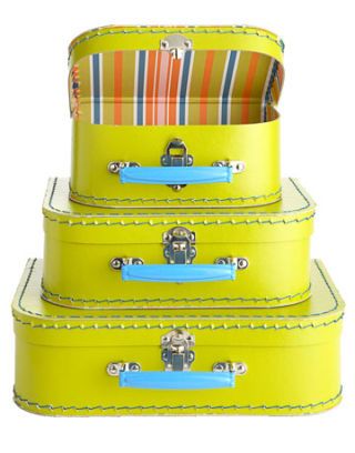 yellow stacked suitcases in different sizes