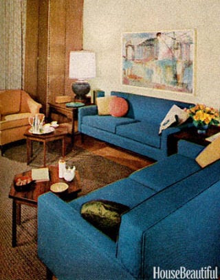 blue sofas in living room