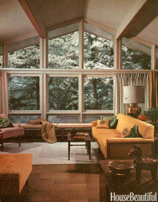 living room with large window