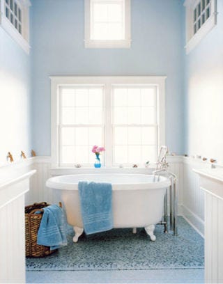 blue and white bathroom