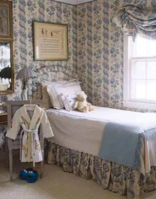 blue and white bedroom