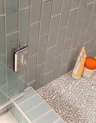 gray tiles in shower