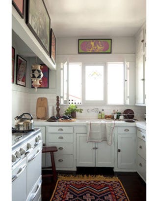 vintage american kitchen painted light gray