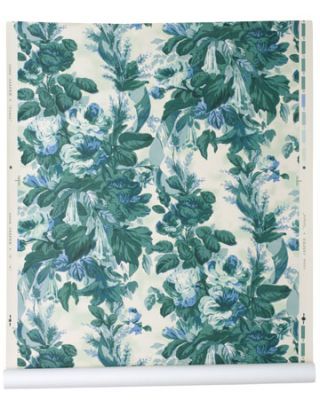 blue and green floral wallpaper