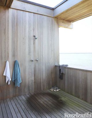 modern outdoor shower overlooking the ocean
