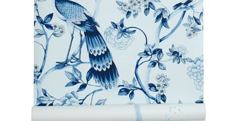 schumacher blue and white bird wallpaper
