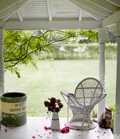 wicker chair on porch