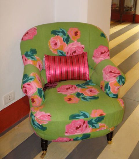 green upholstered chair