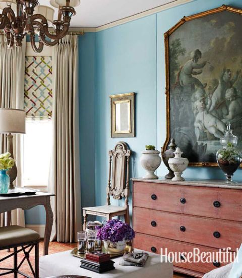 salon with rustic drawers