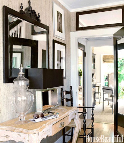 white aged console table