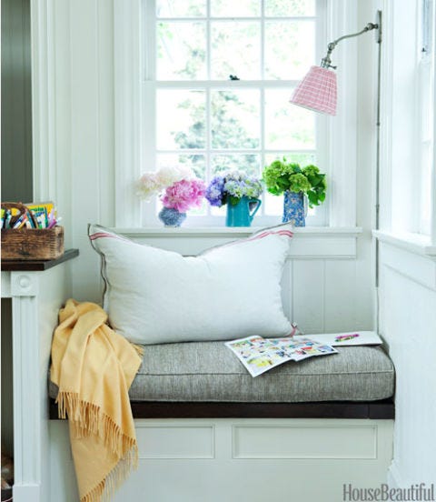 cozy window seat with pillows