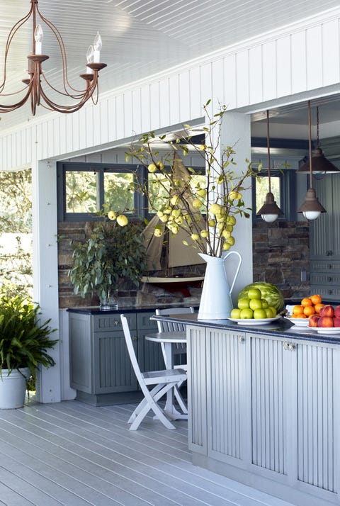 blue outdoor kitchen