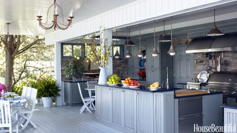 blue outdoor kitchen