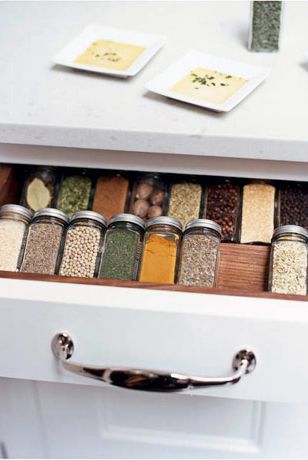 a spice drawer filled with spices