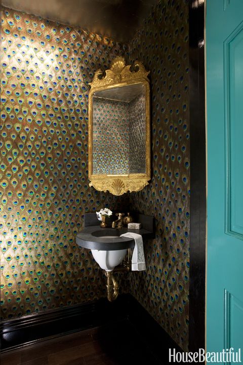peacock-inspired bathroom