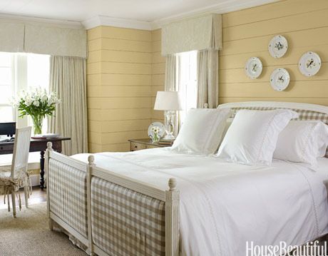 white and yellow country bedroom