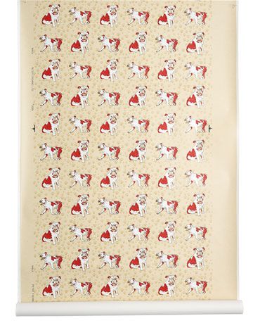 red white and taupe dog print wallpaper