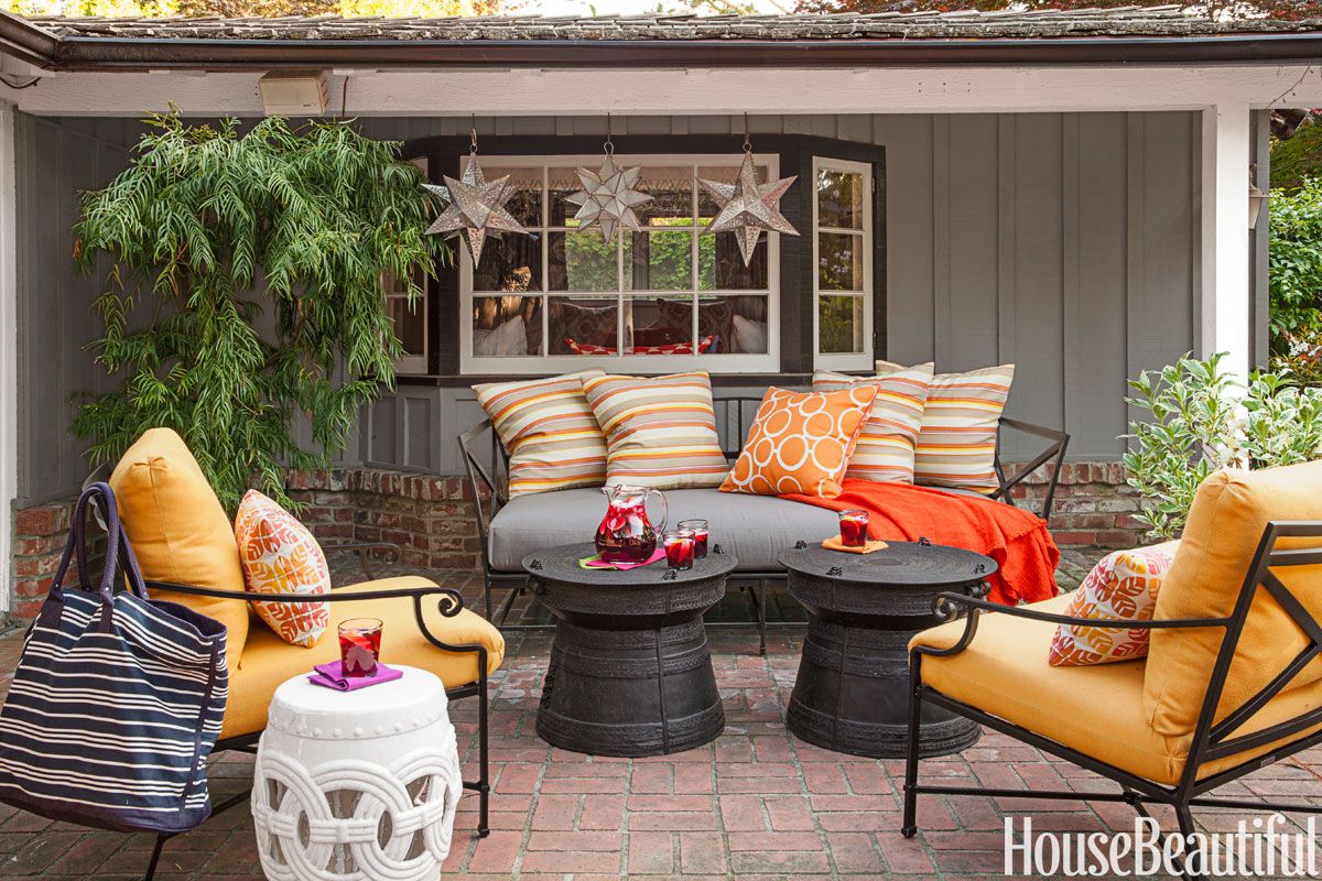 orange outdoor loveseat