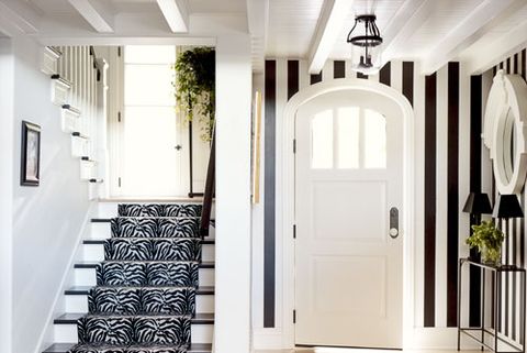 black and white foyer with zebra print