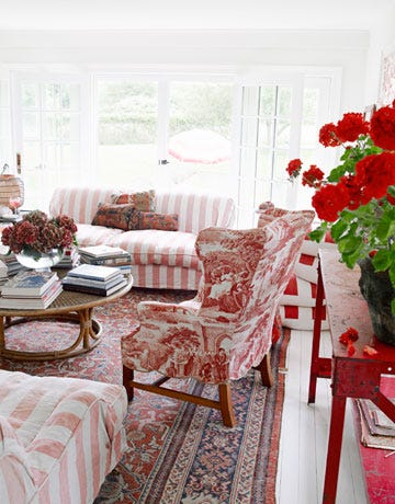 a printed chair sitting on a rug
