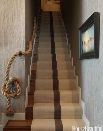 stairwell with a rope as a railing