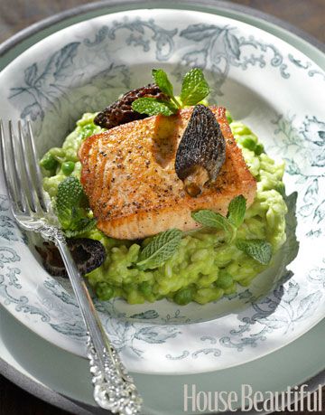salmon and risotto on a plate