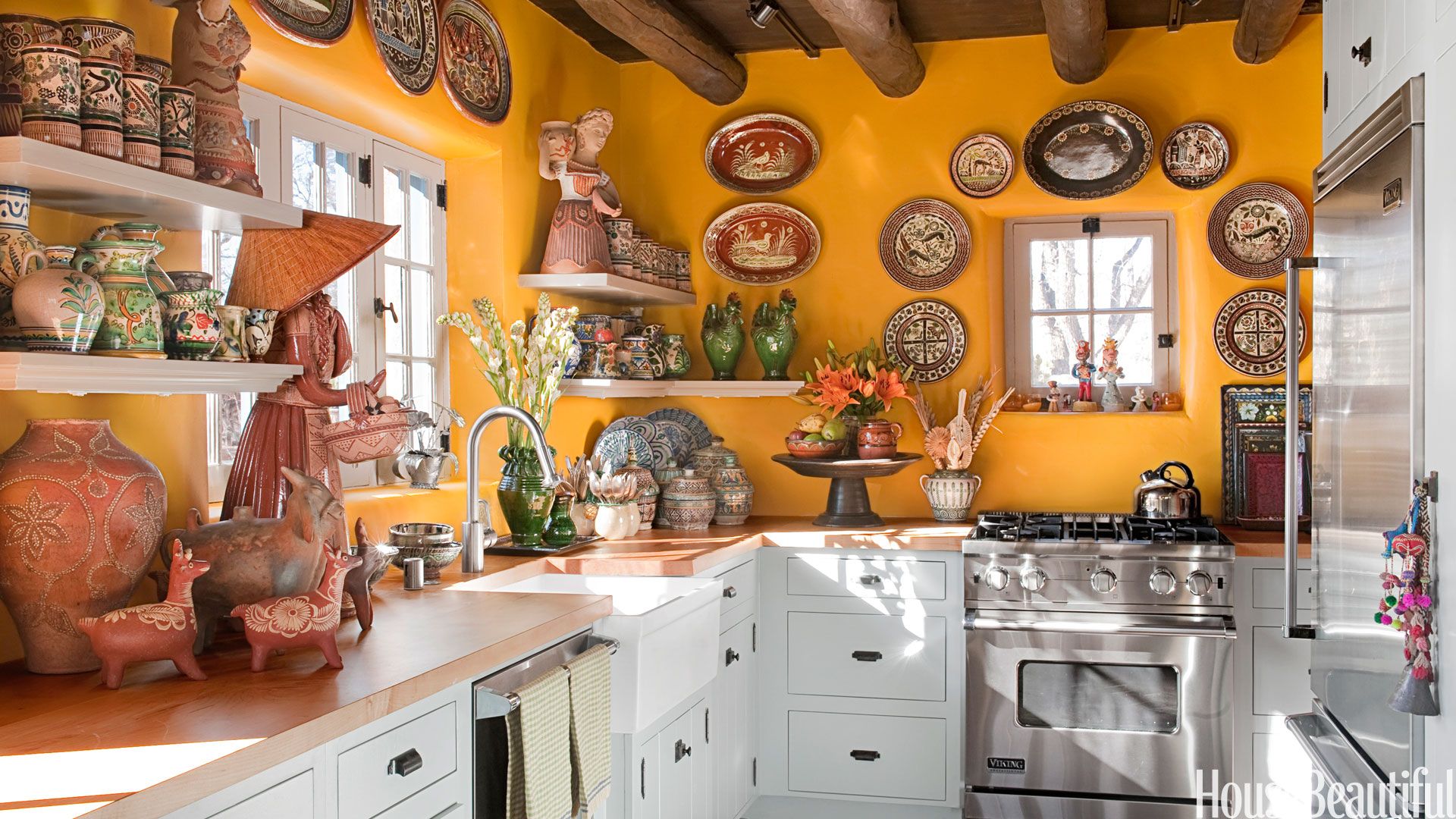 Yellow Kitchen With Santa Fe Style Southwest Kitchen Decor